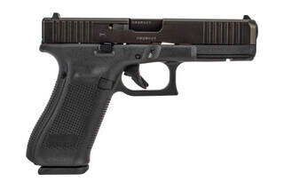 Glock G17 Gen5 with front slide serrations is a full size 17-round handgun with black polymer frame